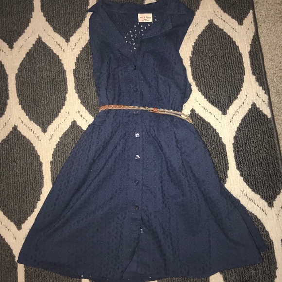 Navy dress with belt - Picture 2 of 3